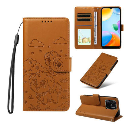 Embossed Heart Dog RFID Blocking Wallet Leather Phone Case, For Redmi Note 14 4G 164.84mm, For Redmi Note 14 Pro+ 5G / 14 Pro 4G, For Redmi Turbo 4 5G / Poco X7 Pro 5G, For Redmi Note 14 5G / Poco M7 Pro 5G, For Redmi Note 14 4G 163.25mm               ...
