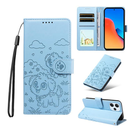 Embossed Heart Dog RFID Blocking Wallet Leather Phone Case, For Redmi Note 13 Pro+ 5G, For Redmi 12 4G / 5G / Note 12R, For Redmi Note 12 Turbo / Poco F5, For Redmi 11A 4G / Poco C55, For Redmi 10C / 10 Power