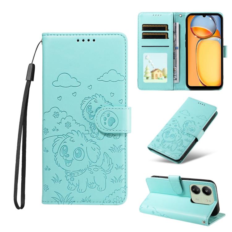 Embossed Heart Dog RFID Blocking Wallet Leather Phone Case, For Redmi Note 14 4G 164.84mm, For Redmi Note 14 Pro+ 5G / 14 Pro 4G, For Redmi Turbo 4 5G / Poco X7 Pro 5G, For Redmi Note 14 5G / Poco M7 Pro 5G, For Redmi Note 14 4G 163.25mm               ...