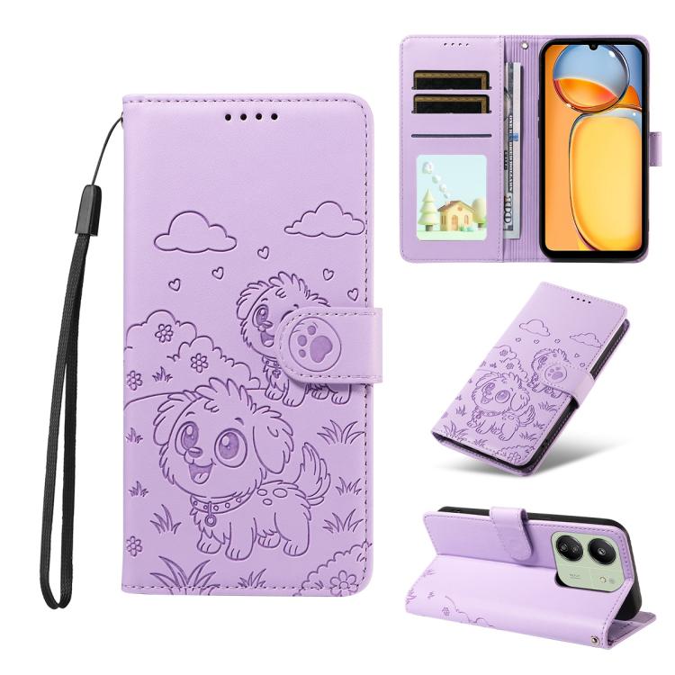 Embossed Heart Dog RFID Blocking Wallet Leather Phone Case, For Redmi Note 14 4G 164.84mm, For Redmi Note 14 Pro+ 5G / 14 Pro 4G, For Redmi Turbo 4 5G / Poco X7 Pro 5G, For Redmi Note 14 5G / Poco M7 Pro 5G, For Redmi Note 14 4G 163.25mm               ...
