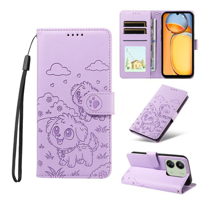 Embossed Heart Dog RFID Blocking Wallet Leather Phone Case, For Redmi Note 14 4G 164.84mm, For Redmi Note 14 Pro+ 5G / 14 Pro 4G, For Redmi Turbo 4 5G / Poco X7 Pro 5G, For Redmi Note 14 5G / Poco M7 Pro 5G, For Redmi Note 14 4G 163.25mm               ...