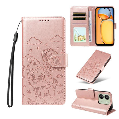 Embossed Heart Dog RFID Blocking Wallet Leather Phone Case, For Redmi Note 14 4G 164.84mm, For Redmi Note 14 Pro+ 5G / 14 Pro 4G, For Redmi Turbo 4 5G / Poco X7 Pro 5G, For Redmi Note 14 5G / Poco M7 Pro 5G, For Redmi Note 14 4G 163.25mm               ...