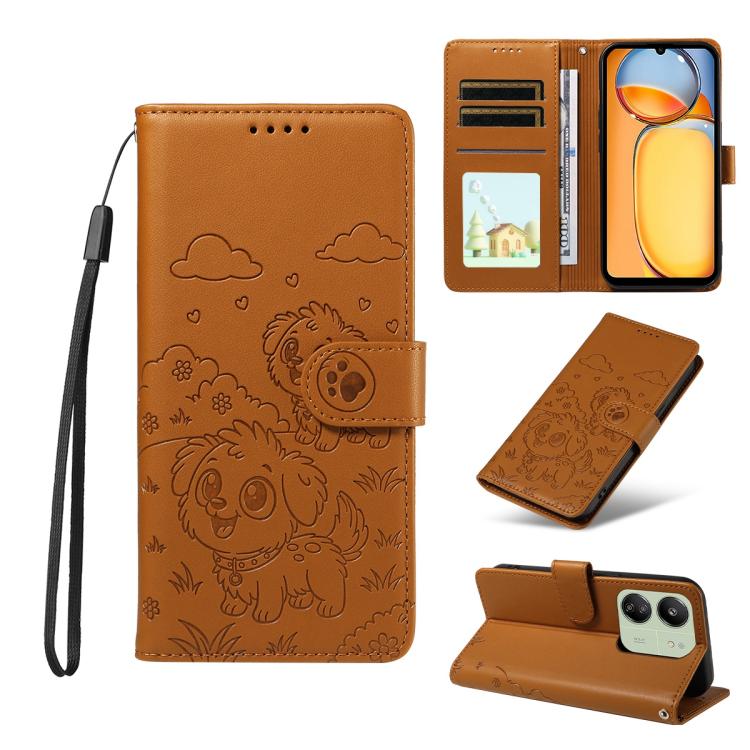 Embossed Heart Dog RFID Blocking Wallet Leather Phone Case, For Redmi Note 14 4G 164.84mm, For Redmi Note 14 Pro+ 5G / 14 Pro 4G, For Redmi Turbo 4 5G / Poco X7 Pro 5G, For Redmi Note 14 5G / Poco M7 Pro 5G, For Redmi Note 14 4G 163.25mm               ...