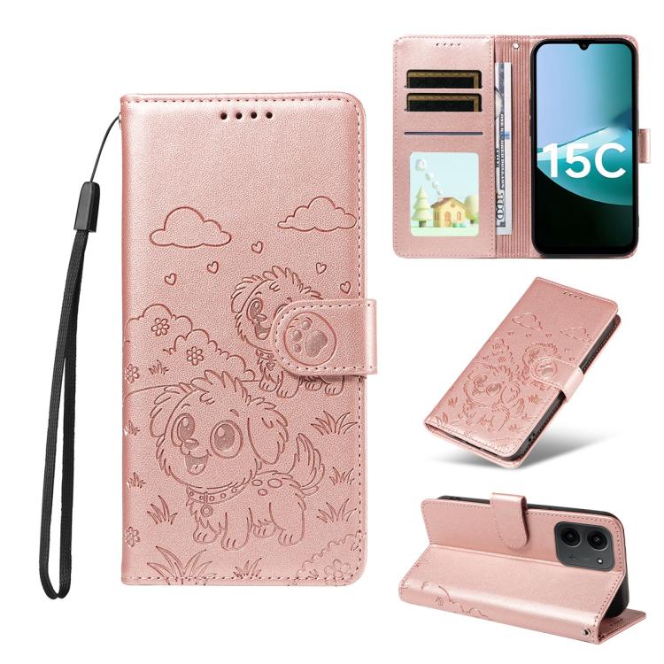 Embossed Heart Dog RFID Blocking Wallet Leather Phone Case, For Redmi 15a Global, For Redmi Note 15 Pro+ 5G Global 163.3mm, For Redmi Note 15 4G / 5G Global 164mm, For Redmi K90 Pro Max / Poco F8 Ultra, For Redmi Note 15 Pro 4G Global 163.2mm          ...
