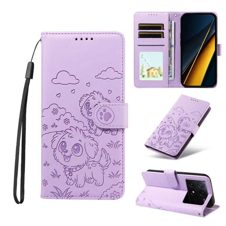 Embossed Heart Dog RFID Blocking Wallet Leather Phone Case, For Redmi Note 14 4G 164.84mm, For Redmi Note 14 Pro+ 5G / 14 Pro 4G, For Redmi Turbo 4 5G / Poco X7 Pro 5G, For Redmi Note 14 5G / Poco M7 Pro 5G, For Redmi Note 14 4G 163.25mm               ...