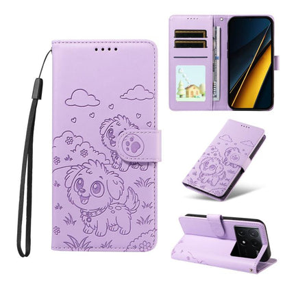 Embossed Heart Dog RFID Blocking Wallet Leather Phone Case, For Redmi Note 14 4G 164.84mm, For Redmi Note 14 Pro+ 5G / 14 Pro 4G, For Redmi Turbo 4 5G / Poco X7 Pro 5G, For Redmi Note 14 5G / Poco M7 Pro 5G, For Redmi Note 14 4G 163.25mm               ...