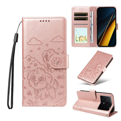 Embossed Heart Dog RFID Blocking Wallet Leather Phone Case, For Redmi Note 14 4G 164.84mm, For Redmi Note 14 Pro+ 5G / 14 Pro 4G, For Redmi Turbo 4 5G / Poco X7 Pro 5G, For Redmi Note 14 5G / Poco M7 Pro 5G, For Redmi Note 14 4G 163.25mm               ...