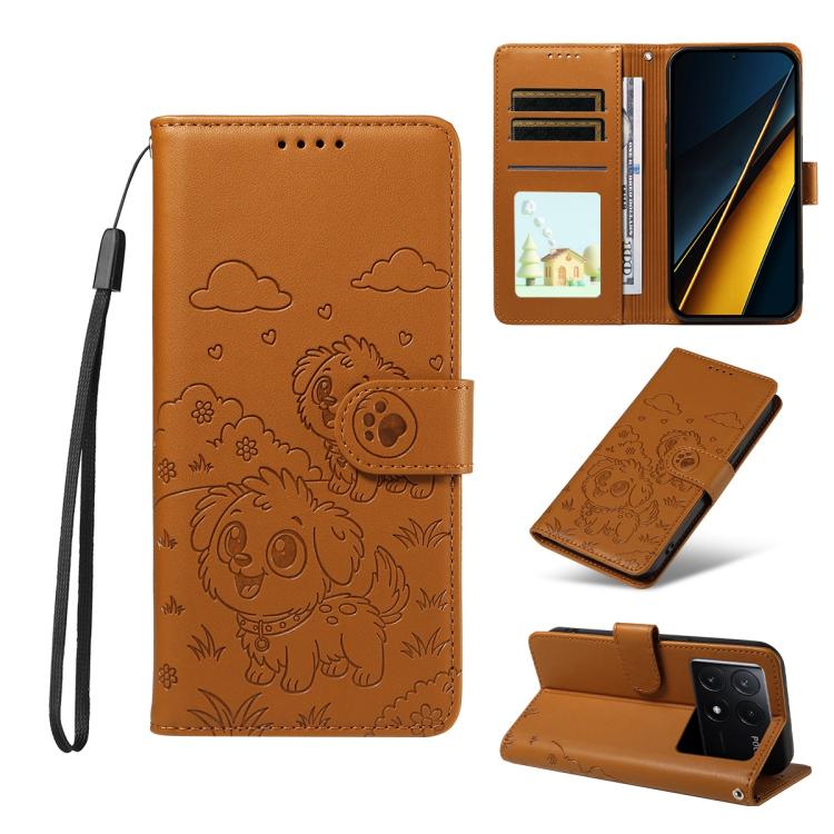 Embossed Heart Dog RFID Blocking Wallet Leather Phone Case, For Redmi Note 14 4G 164.84mm, For Redmi Note 14 Pro+ 5G / 14 Pro 4G, For Redmi Turbo 4 5G / Poco X7 Pro 5G, For Redmi Note 14 5G / Poco M7 Pro 5G, For Redmi Note 14 4G 163.25mm               ...