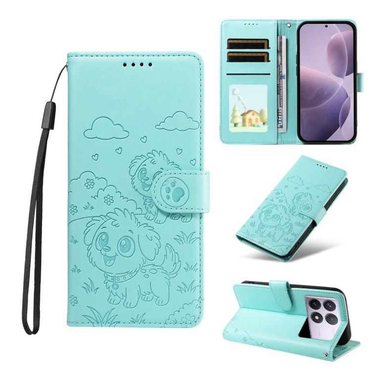 Embossed Heart Dog RFID Blocking Wallet Leather Phone Case, For Redmi Note 14 4G 164.84mm, For Redmi Note 14 Pro+ 5G / 14 Pro 4G, For Redmi Turbo 4 5G / Poco X7 Pro 5G, For Redmi Note 14 5G / Poco M7 Pro 5G, For Redmi Note 14 4G 163.25mm               ...