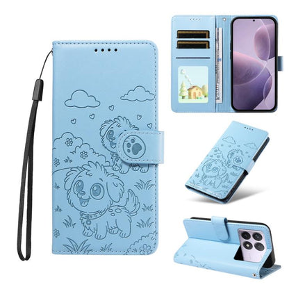 Embossed Heart Dog RFID Blocking Wallet Leather Phone Case, For Redmi Note 14 4G 164.84mm, For Redmi Note 14 Pro+ 5G / 14 Pro 4G, For Redmi Turbo 4 5G / Poco X7 Pro 5G, For Redmi Note 14 5G / Poco M7 Pro 5G, For Redmi Note 14 4G 163.25mm               ...