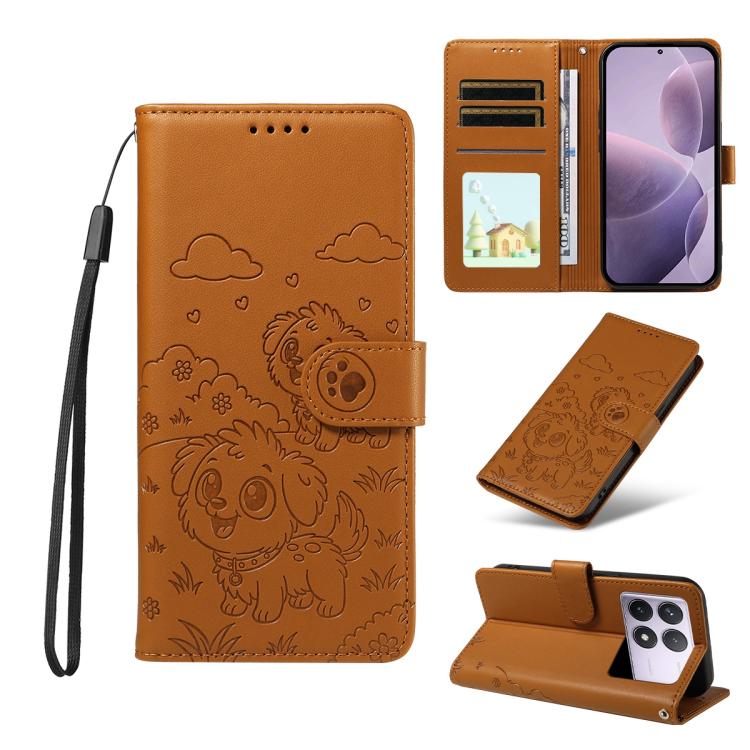Embossed Heart Dog RFID Blocking Wallet Leather Phone Case, For Redmi Note 14 4G 164.84mm, For Redmi Note 14 Pro+ 5G / 14 Pro 4G, For Redmi Turbo 4 5G / Poco X7 Pro 5G, For Redmi Note 14 5G / Poco M7 Pro 5G, For Redmi Note 14 4G 163.25mm               ...