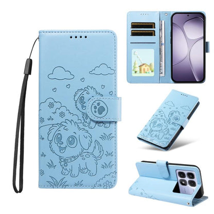 Embossed Heart Dog RFID Blocking Wallet Leather Phone Case, For Redmi Note 14 4G 164.84mm, For Redmi Note 14 Pro+ 5G / 14 Pro 4G, For Redmi Turbo 4 5G / Poco X7 Pro 5G, For Redmi Note 14 5G / Poco M7 Pro 5G, For Redmi Note 14 4G 163.25mm               ...