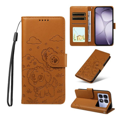 Embossed Heart Dog RFID Blocking Wallet Leather Phone Case, For Redmi Note 14 4G 164.84mm, For Redmi Note 14 Pro+ 5G / 14 Pro 4G, For Redmi Turbo 4 5G / Poco X7 Pro 5G, For Redmi Note 14 5G / Poco M7 Pro 5G, For Redmi Note 14 4G 163.25mm               ...