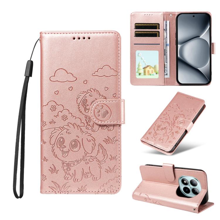 Embossed Heart Dog RFID Blocking Wallet Leather Phone Case, For Redmi 15a Global, For Redmi Note 15 Pro+ 5G Global 163.3mm, For Redmi Note 15 4G / 5G Global 164mm, For Redmi K90 Pro Max / Poco F8 Ultra, For Redmi Note 15 Pro 4G Global 163.2mm          ...