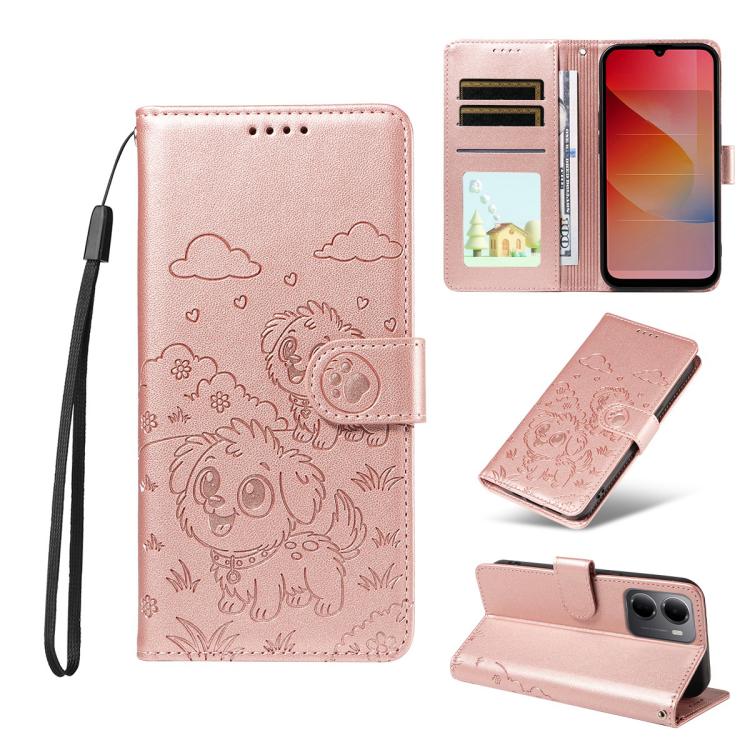 Embossed Heart Dog RFID Blocking Wallet Leather Phone Case, For Redmi 15a Global, For Redmi Note 15 Pro+ 5G Global 163.3mm, For Redmi Note 15 4G / 5G Global 164mm, For Redmi K90 Pro Max / Poco F8 Ultra, For Redmi Note 15 Pro 4G Global 163.2mm          ...