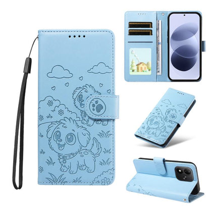 Embossed Heart Dog RFID Blocking Wallet Leather Phone Case, For Redmi Note 17 4G / 5G Global 171mm, For Redmi Note 17 Pro+ 5G Global 163mm, For Redmi 17 4G / 5G Global 170mm, For Redmi 15a Global, For Redmi Note 15 Pro+ 5G Global 163.3mm               ...
