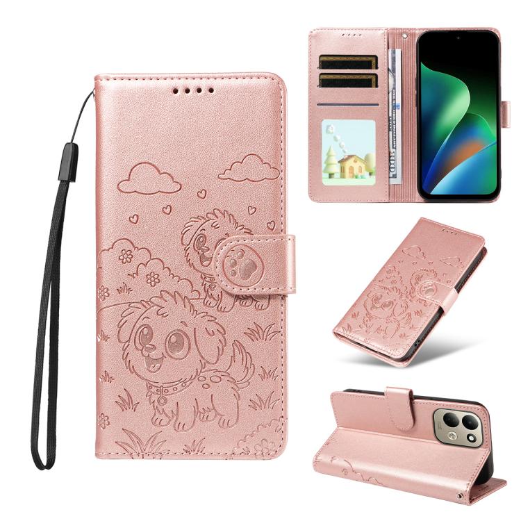 Embossed Heart Dog RFID Blocking Wallet Leather Phone Case, For Redmi Note 17 4G / 5G Global 171mm, For Redmi Note 17 Pro+ 5G Global 163mm, For Redmi 17 4G / 5G Global 170mm, For Redmi 15a Global, For Redmi Note 15 Pro+ 5G Global 163.3mm               ...