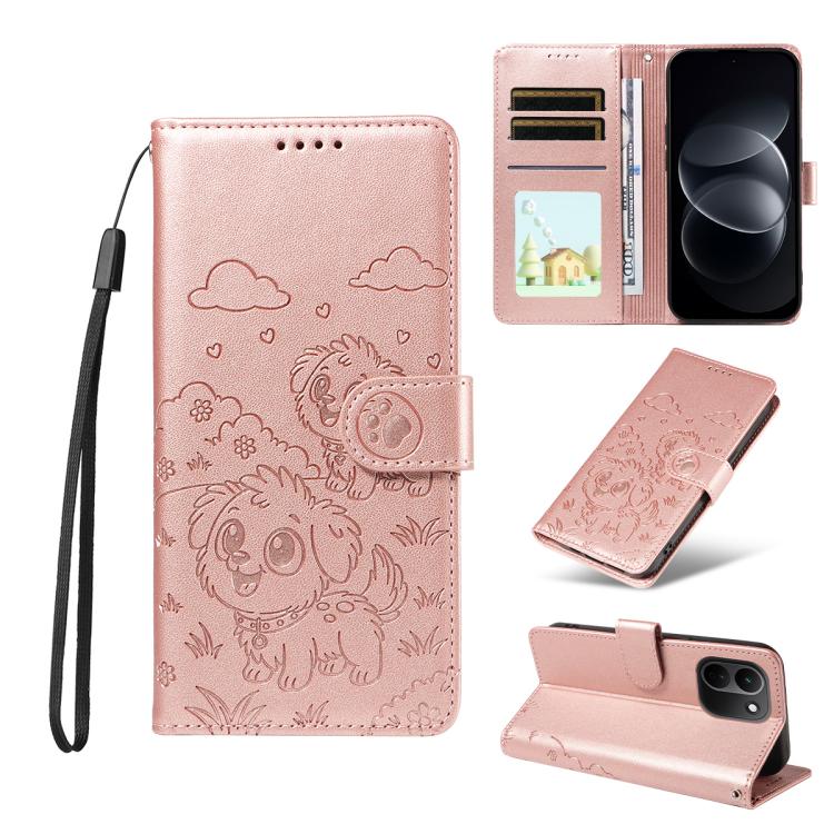 Embossed Heart Dog RFID Blocking Wallet Leather Phone Case, For Redmi Note 17 4G / 5G Global 171mm, For Redmi Note 17 Pro+ 5G Global 163mm, For Redmi 17 4G / 5G Global 170mm, For Redmi 15a Global, For Redmi Note 15 Pro+ 5G Global 163.3mm               ...