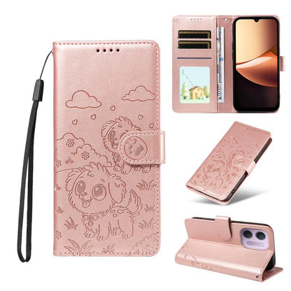 Embossed Heart Dog RFID Blocking Wallet Leather Phone Case, For Redmi Note 17 4G / 5G Global 169.7mm, For Redmi 17C 5G, For Redmi Note 17 Pro+ 5G Global 163.4mm, For Redmi 17 4G / 5G Global 170mm, For Redmi K90 Max 5G / K90 Ultra 5G, For Redmi 15a Glob...