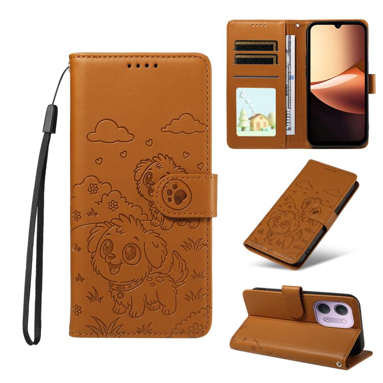 Embossed Heart Dog RFID Blocking Wallet Leather Phone Case, For Redmi Note 17 4G / 5G Global 169.7mm, For Redmi 17C 5G, For Redmi Note 17 Pro+ 5G Global 163.4mm, For Redmi 17 4G / 5G Global 170mm, For Redmi K90 Max 5G / K90 Ultra 5G, For Redmi 15a Glob...
