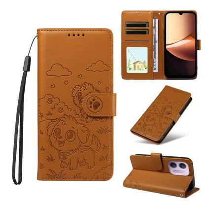 Embossed Heart Dog RFID Blocking Wallet Leather Phone Case, For Redmi Note 17 4G / 5G Global 169.7mm, For Redmi 17C 5G, For Redmi Note 17 Pro+ 5G Global 163.4mm, For Redmi 17 4G / 5G Global 170mm, For Redmi K90 Max 5G / K90 Ultra 5G, For Redmi 15a Glob...