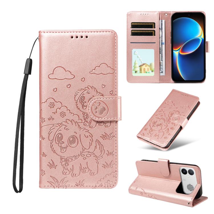 Embossed Heart Dog RFID Blocking Wallet Leather Phone Case, For Redmi Note 17 4G / 5G Global 169.7mm, For Redmi 17C 5G, For Redmi Note 17 Pro+ 5G Global 163.4mm, For Redmi 17 4G / 5G Global 170mm, For Redmi K90 Max 5G / K90 Ultra 5G, For Redmi 15a Glob...