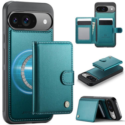JEEHOOD J09 Buckle Card Bag MagSafe Magnetic Style RFID Leather Phone Case, For Google Pixel 11 Pro XL, For Google Pixel 11 / 11 Pro, For Google Pixel 10a, For Google Pixel 9 Pro XL, For Google Pixel 9 / 9 Pro