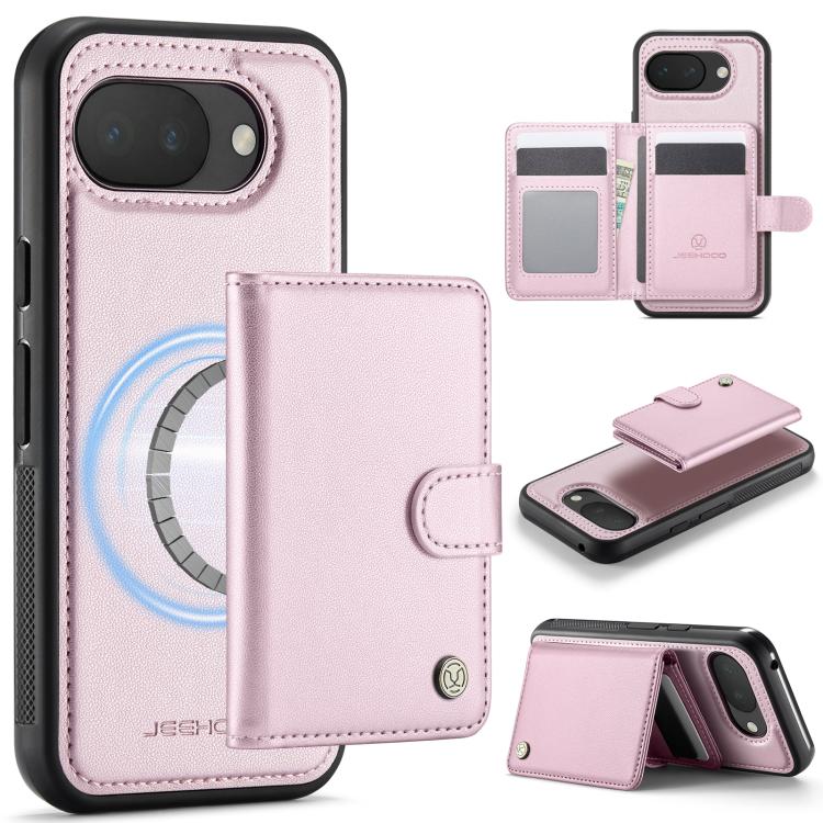 JEEHOOD J09 Buckle Card Bag MagSafe Magnetic Style RFID Leather Phone Case, For Google Pixel 11 Pro XL, For Google Pixel 11 / 11 Pro, For Google Pixel 10a, For Google Pixel 9 Pro XL, For Google Pixel 9 / 9 Pro