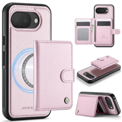 JEEHOOD J09 Buckle Card Bag MagSafe Magnetic Style RFID Leather Phone Case, For Google Pixel 11 Pro XL, For Google Pixel 11 / 11 Pro, For Google Pixel 10a, For Google Pixel 9 Pro XL, For Google Pixel 9 / 9 Pro