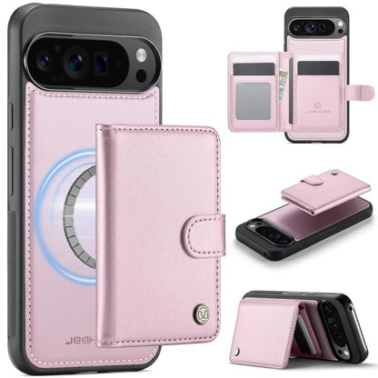 JEEHOOD J09 Buckle Card Bag MagSafe Magnetic Style RFID Leather Phone Case, For Google Pixel 11 Pro XL, For Google Pixel 11 / 11 Pro, For Google Pixel 10a, For Google Pixel 9 Pro XL, For Google Pixel 9 / 9 Pro