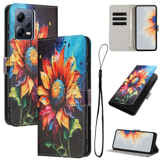 Color Drawing Pattern Leather Phone Case, For Redmi Note 12 Pro+ Global, For Redmi Note 12 Pro 5G Global, For Redmi Note 12 5G Global, For Redmi Note 11E / 10 5G, For Redmi 10C 4G Global / 10 India, For Redmi 10 / 10 Prime / 10 2022