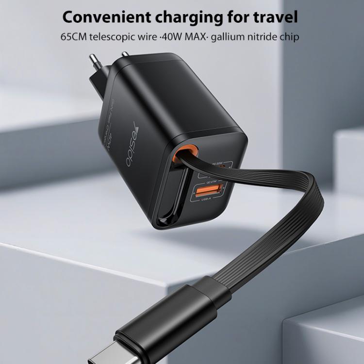 Yesido YC99 40W Fast Charger with Telescopic Type-C Cable, YC99