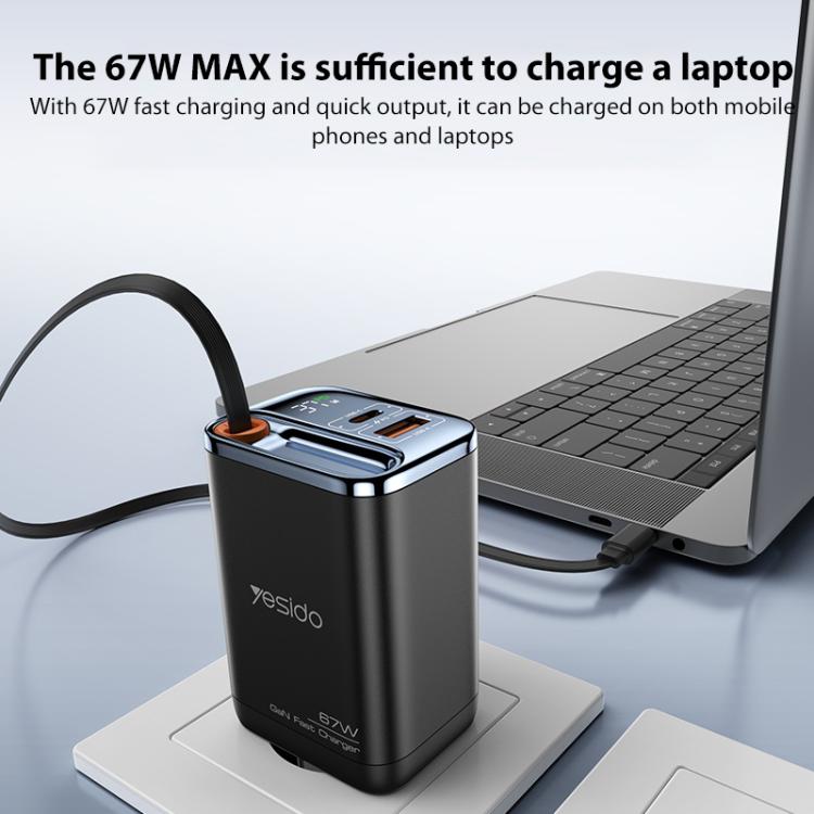 Yesido YC100 67W Fast Charger with Telescopic Type-C Cable, YC100