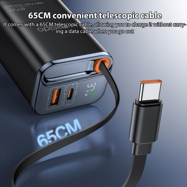 Yesido YC100 67W Fast Charger with Telescopic Type-C Cable, YC100