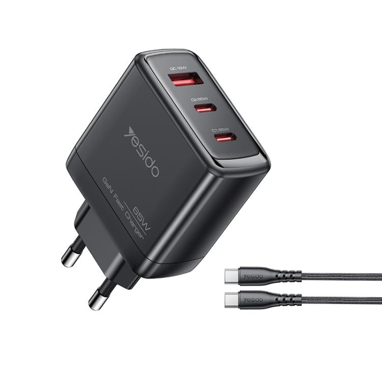 Yesido YC144C 65W Three-port Fast Charger with 1m Type-C Cable, YC144C