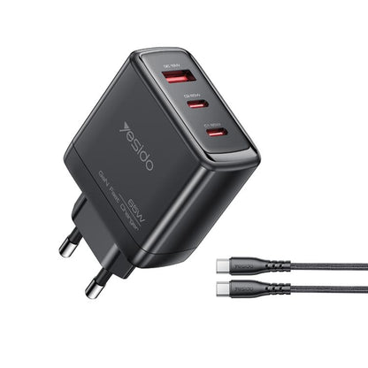 Yesido YC144C 65W Three-port Fast Charger with 1m Type-C Cable, YC144C