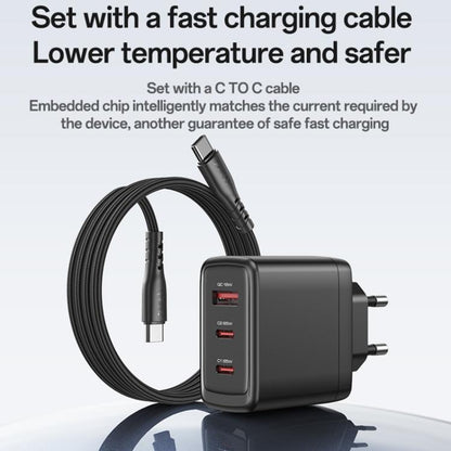Yesido YC144C 65W Three-port Fast Charger with 1m Type-C Cable, YC144C