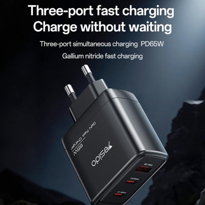 Yesido YC144C 65W Three-port Fast Charger with 1m Type-C Cable, YC144C
