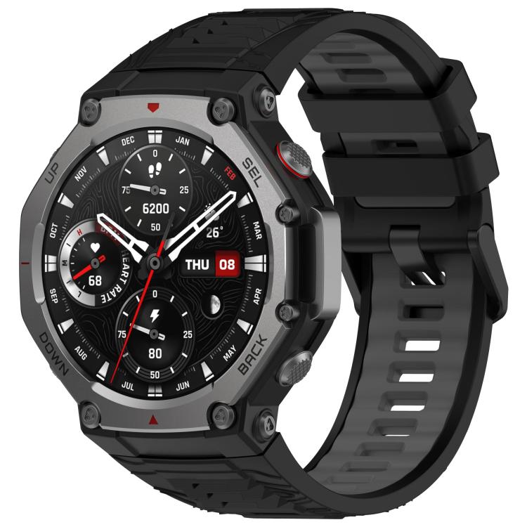 xDfind Two-color Black Buckle Silicone Watch Band, For Amazfit T-Rex 3