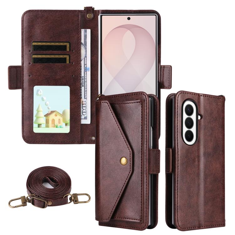 Multi-card Slots Crossbody Cowhide Leather Phone Case, For Galaxy Z Fold8 Ultra 5G, For Samsung Galaxy Z Fold7 5G, For Samsung Galaxy Z Fold6 5G, For Samsung Galaxy Z Fold5 5G, For Samsung Galaxy Z Fold4 5G, For Samsung Galaxy Z Fold3 5G               ...