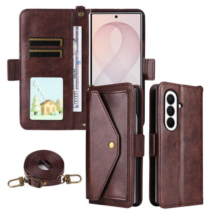Multi-card Slots Crossbody Cowhide Leather Phone Case, For Galaxy Z Fold8 Ultra 5G, For Samsung Galaxy Z Fold7 5G, For Samsung Galaxy Z Fold6 5G, For Samsung Galaxy Z Fold5 5G, For Samsung Galaxy Z Fold4 5G, For Samsung Galaxy Z Fold3 5G               ...