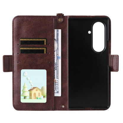 Multi-card Slots Crossbody Cowhide Leather Phone Case, For Galaxy Z Fold8 Ultra 5G, For Samsung Galaxy Z Fold7 5G, For Samsung Galaxy Z Fold6 5G, For Samsung Galaxy Z Fold5 5G, For Samsung Galaxy Z Fold4 5G, For Samsung Galaxy Z Fold3 5G               ...