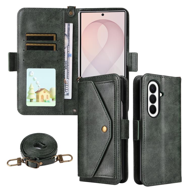 Multi-card Slots Crossbody Cowhide Leather Phone Case, For Galaxy Z Fold8 Ultra 5G, For Samsung Galaxy Z Fold7 5G, For Samsung Galaxy Z Fold6 5G, For Samsung Galaxy Z Fold5 5G, For Samsung Galaxy Z Fold4 5G, For Samsung Galaxy Z Fold3 5G               ...