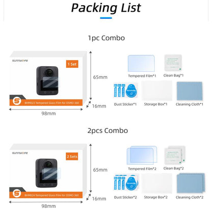 Sunnylife Screen Protector Tempered Glass Protective Film For DJI Osmo 360, 1pcs, 2pcs