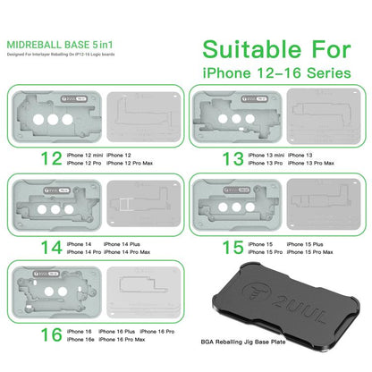 2UUL BH13 Midreball Base Logic Board BGA Reballing Platform Set for iPhone 12-16 Pro Max, 2UUL BH13