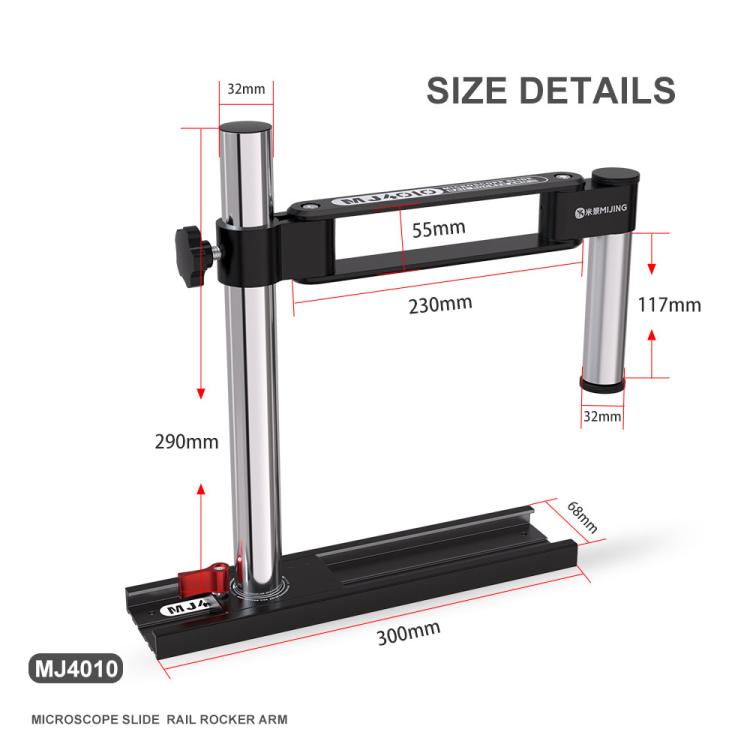 Mijing MJ4010 32mm 360 Universal Metal Swing Arm Liftable Fixed Stand with Slide Rails, Mijing MJ4010