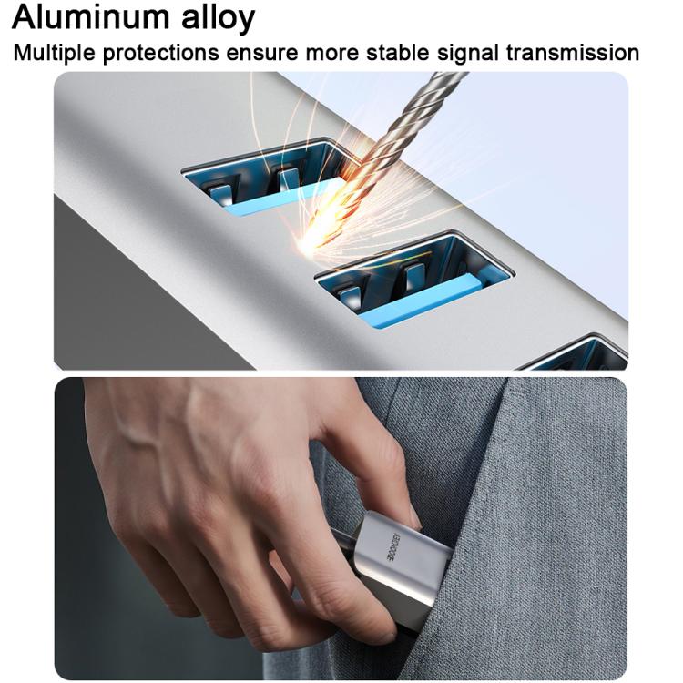 USB -C / Type-C Elbow to RJ45 and 3 x USB-A Aluminum Alloy Shell HUB Adapter Expander