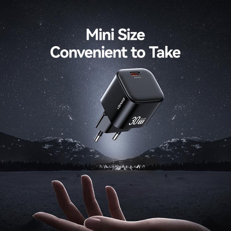 USAMS CC262 30W GaN USB-C / Type-C Port Mini Fast Charger, EU Plug