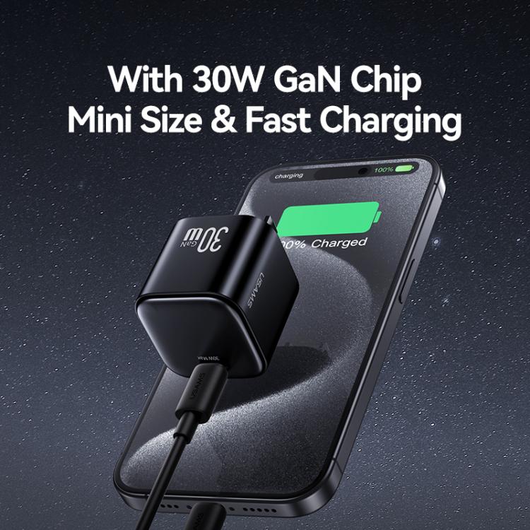USAMS CC269 30W GaN USB-C / Type-C Port Mini Fast Charger, US Plug