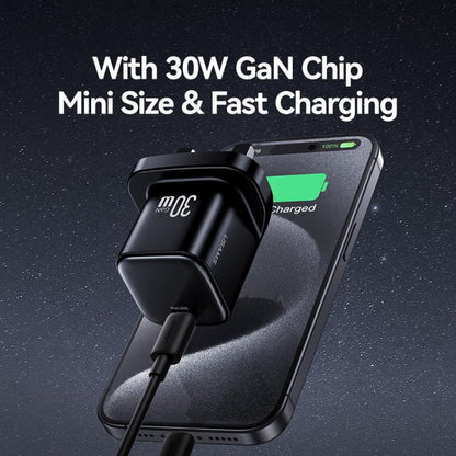 USAMS CC276 30W GaN USB-C / Type-C Port Mini Fast Charger, UK Plug